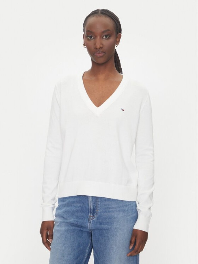 Tommy Jeans Sweter Essential DW0DW19888 Biały Regular Fit