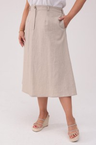 Lniana spódnica Lena w naturalnym kolorze PLUS SIZE OVERSIZE XXL