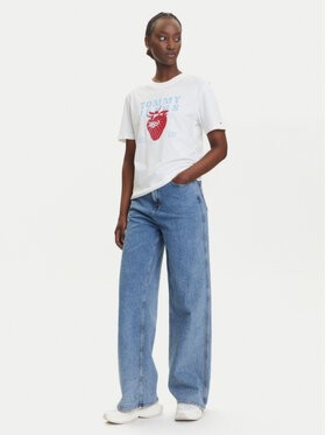 Tommy Jeans T-Shirt Strawberry DW0DW20894 Biały Relaxed Fit