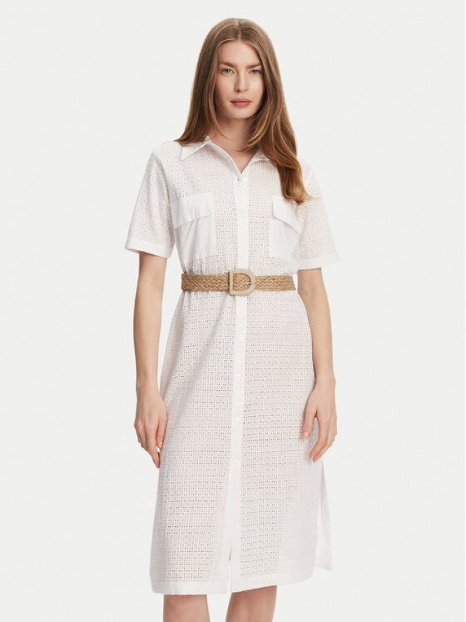 Selmark Sukienka koszulowa BC133 Biały Regular Fit