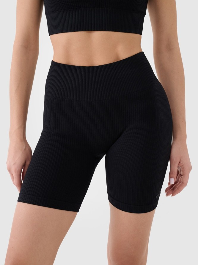 4F Legginsy kolarki bezszwowe treningowe damskie - czarne XS/S