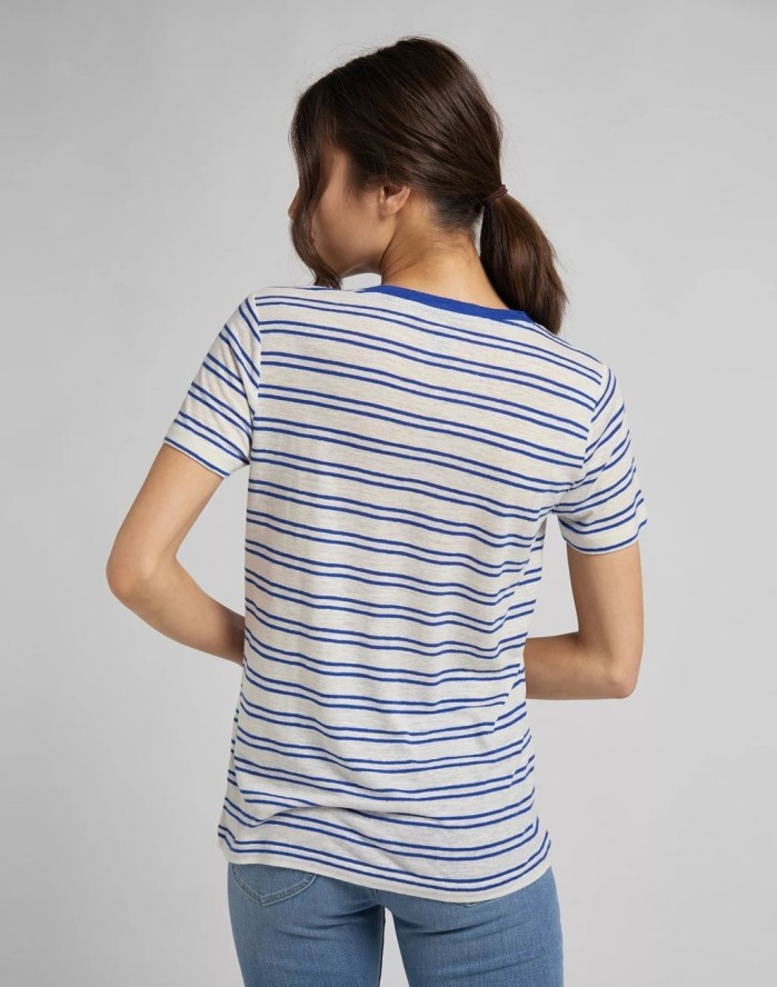 DAMSKI T-SHIRT LEE V NECK TEE ECRU L41JPCNQ 112109027