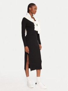 Lacoste Sukienka dzianinowa EF4175 Czarny Slim Fit