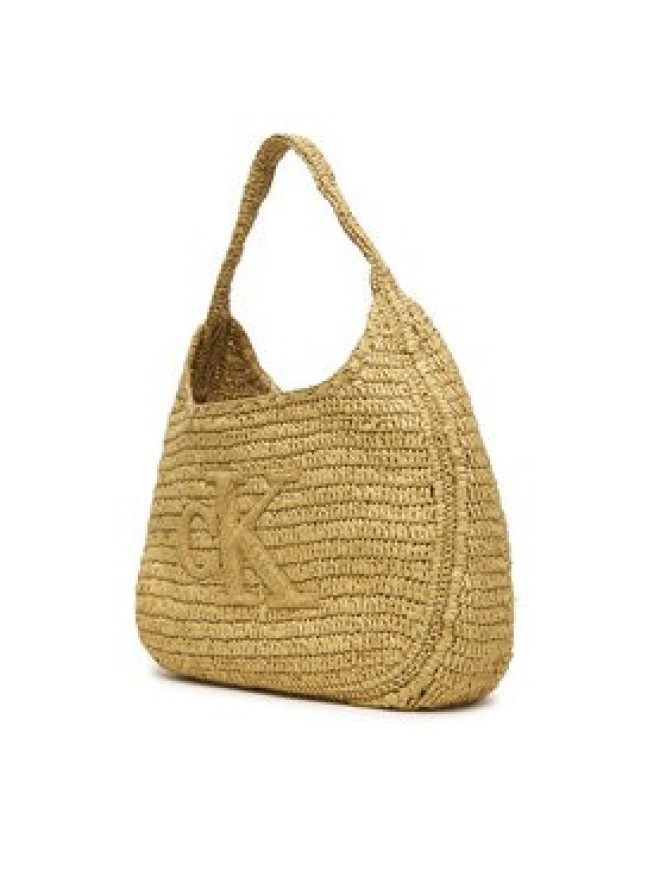 Calvin Klein Torebka Bold Ck Raffia Lg Shoulder Bag LV04F3448G Beżowy
