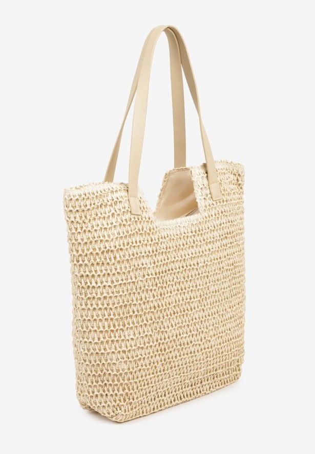 Beżowa Pleciona Torebka Shopper Feleindra