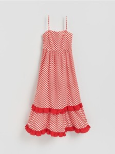 Sukienka maxi w kratę - czerwony