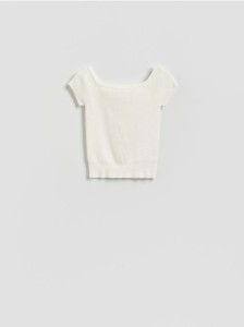 Dzianinowa bluzka - kremowy