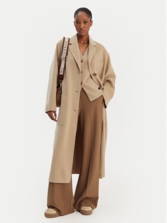Weekend Max Mara Płaszcz wełniany Galosce 2615011021 Beżowy Relaxed Fit