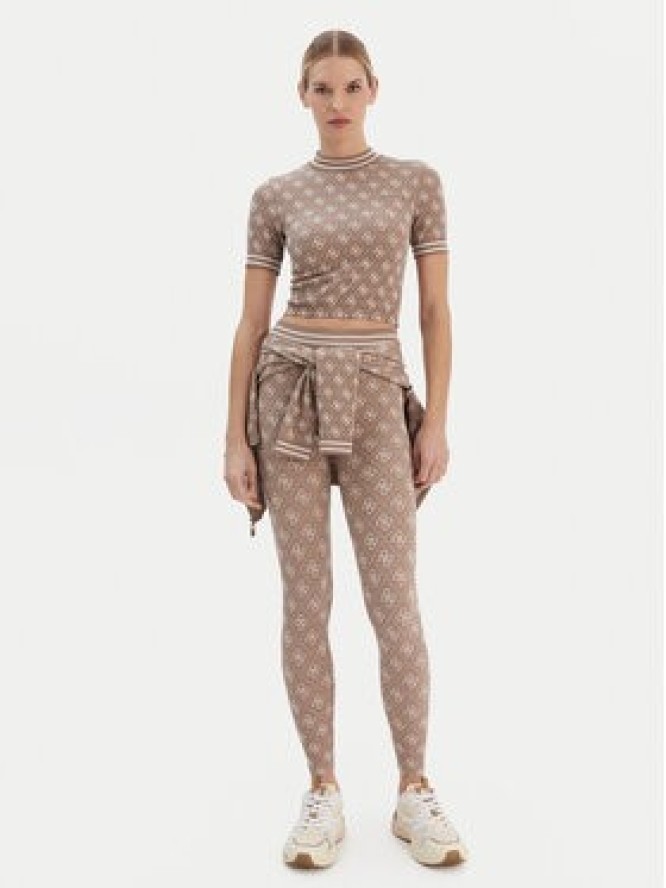 Guess T-Shirt V5BP07 K2000 Brązowy Slim Fit