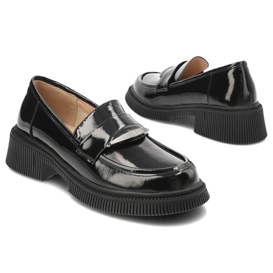 Czarne Mokasyny S.Barski Eleganckie Obuwie Damskie