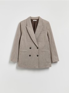 Dwurzędowa marynarka w jodełkę - brązowy