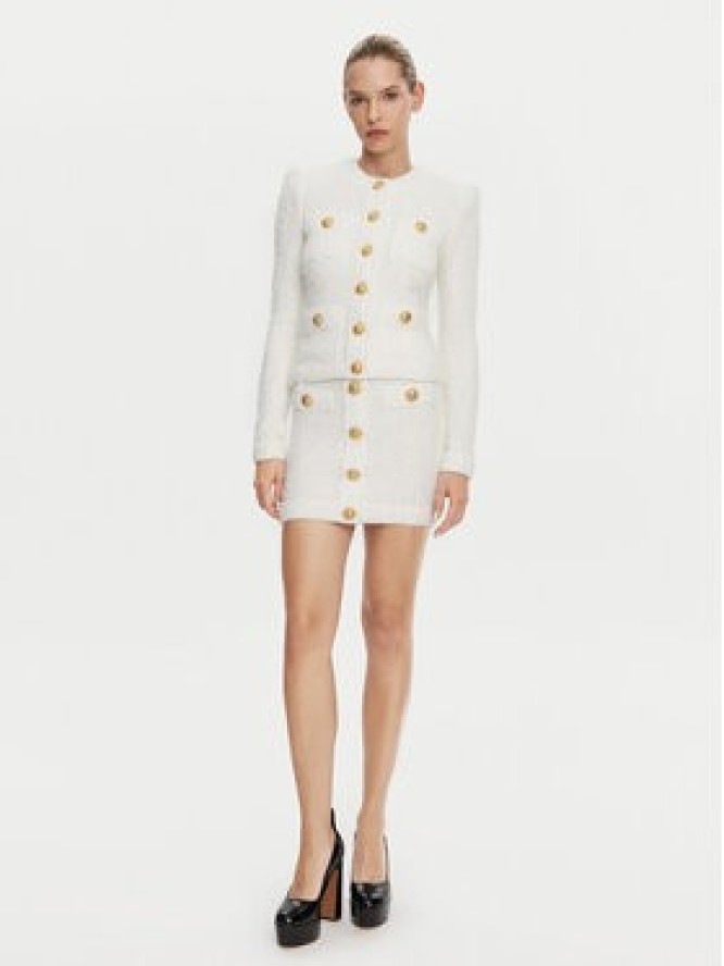 Balmain Kardigan DF1SK249KH10 Biały Regular Fit