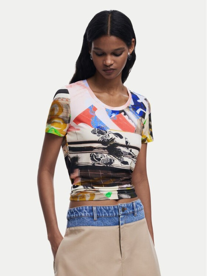 Desigual T-Shirt Collage 25SWTK14 Kolorowy Regular Fit