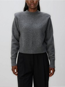 Sweter z poduszkami na ramionach - szary