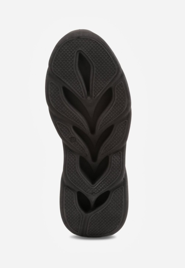 Czarne Siateczkowe Buty Sportowe Sneakersy na Grubej Tłoczonej Podeszwie Telarienna