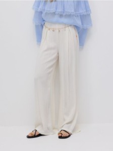 Luźne spodnie z łańcuszkiem - złamana biel