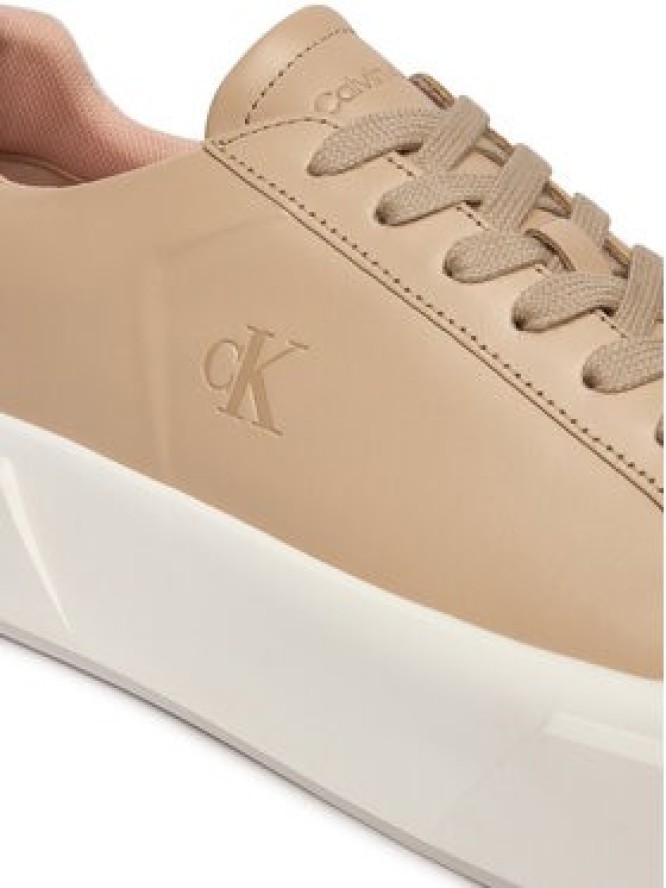 Calvin Klein Sneakersy Flatform Lace Up Lth YW0YW01928 Beżowy