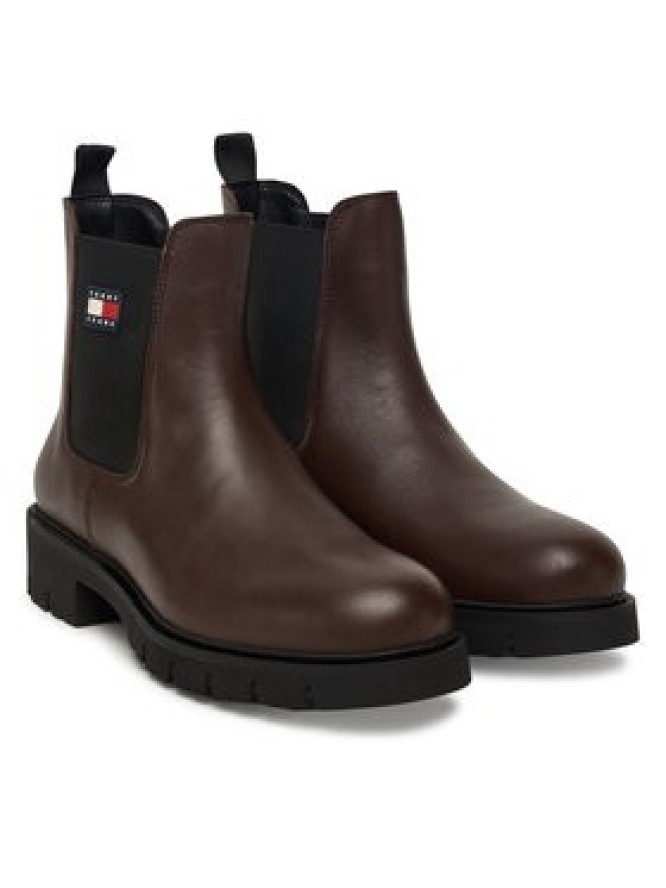 Tommy Jeans Sztyblety Tjw Chelsea Leather Boot EN0EN02825 Brązowy