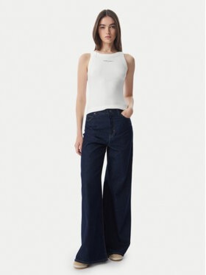 Tommy Jeans Top Ess Logo DW0DW22806 Kremowy Slim Fit