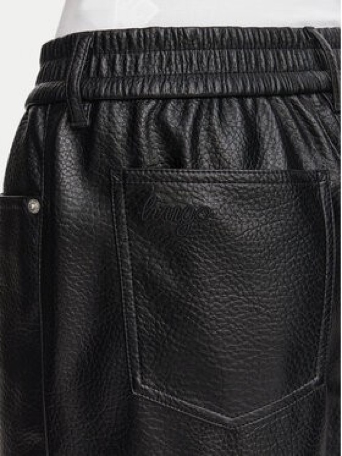 HUGO Spodnie z imitacji skóry Hidaya-2 50568887 Czarny Regular Fit