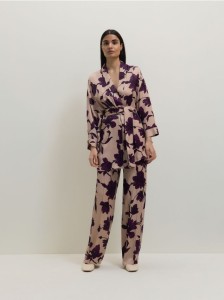 Wzorzyste spodnie z wiskozy - wielobarwny