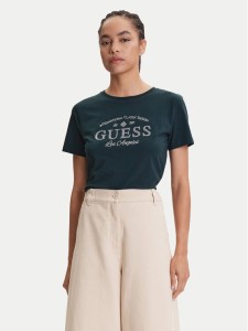 Guess T-Shirt V5YI13 J1314 Zielony Regular Fit