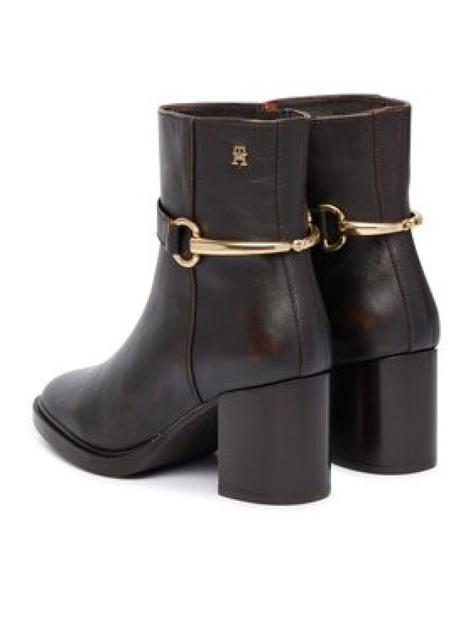 Tommy Hilfiger Botki TH Stud Heel Riding Ankle Boot FW0FW09552 Brązowy ciemny