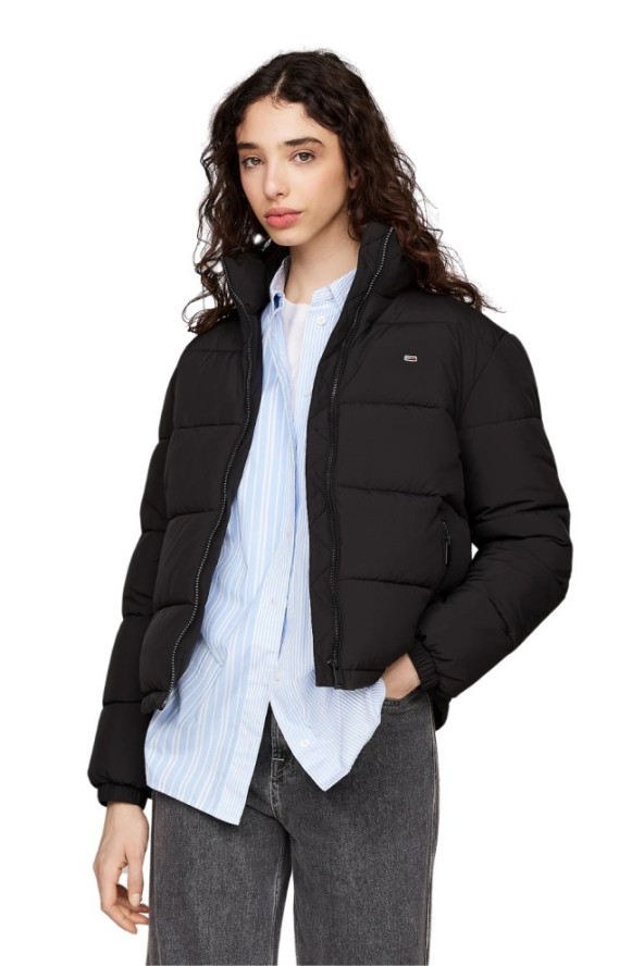 TOMMY JEANS Czarna pikowana damska kurtka, Rozmiar XL