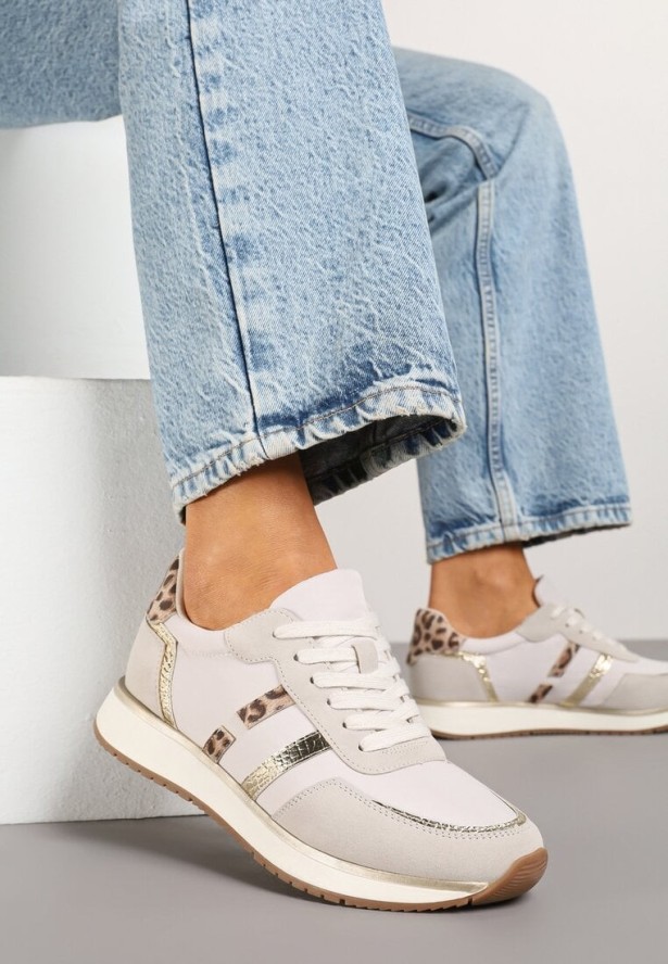 Jasnoszare Sneakersy z Metalicznym Wzorem Alusa