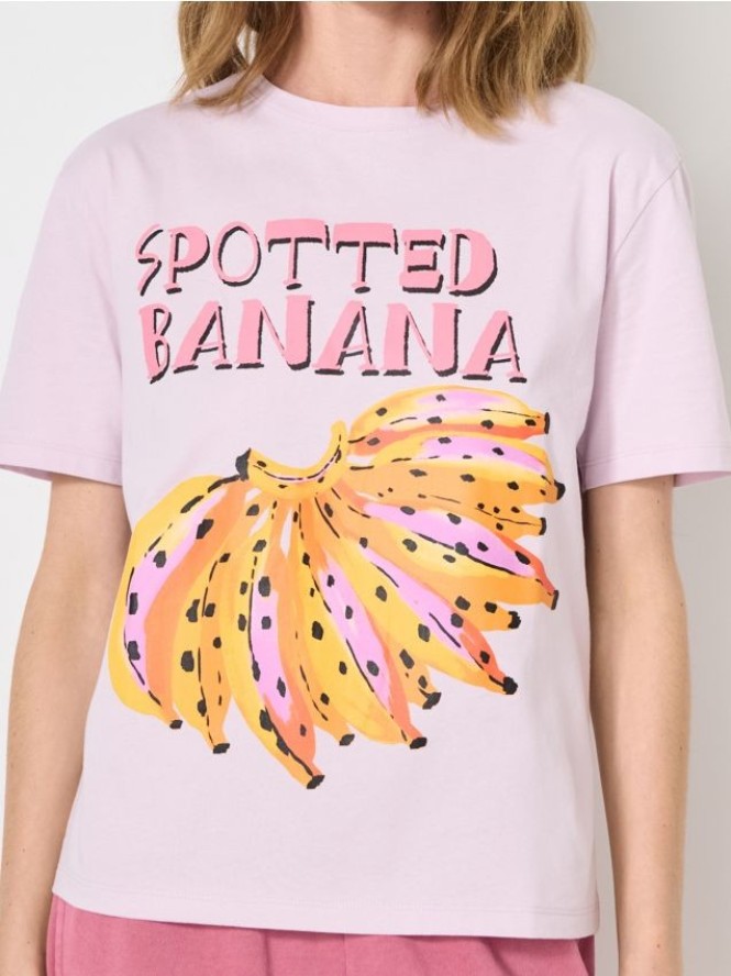 Bawełniana koszulka z nadrukiem - fioletowy