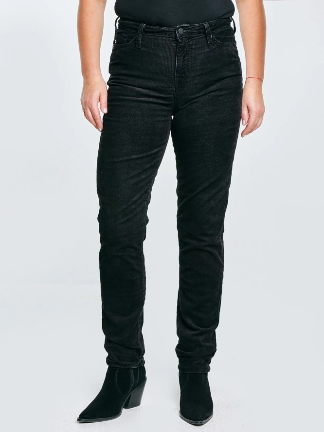 Spodnie damskie sztruks czarne Katrina High Waist Cord 906