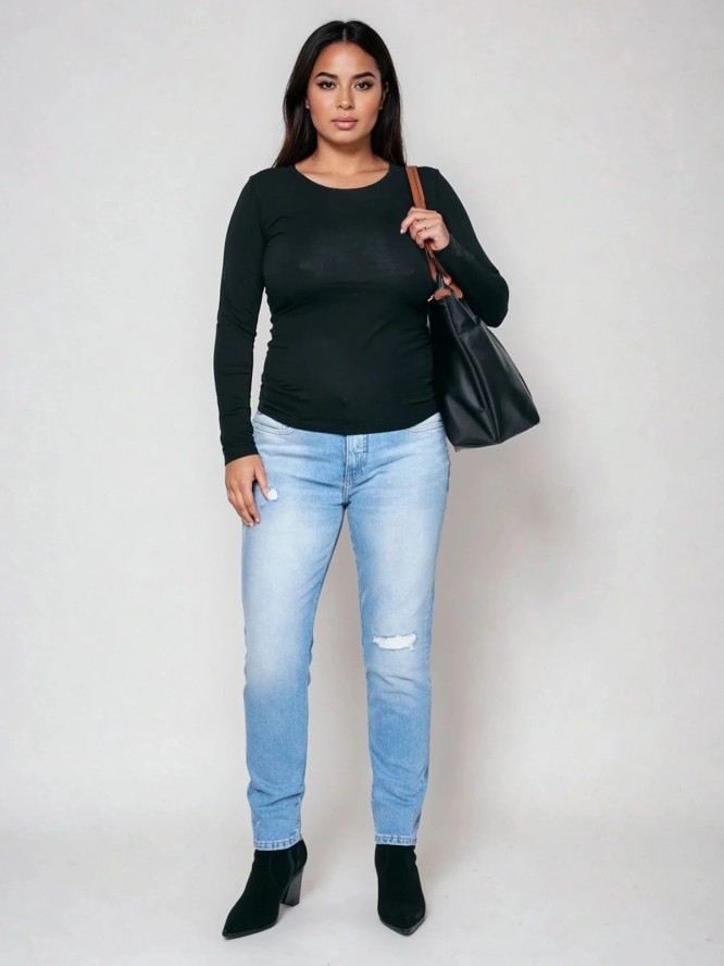 Bluzka damska z bawełny supima czarna Supiclassicala 906