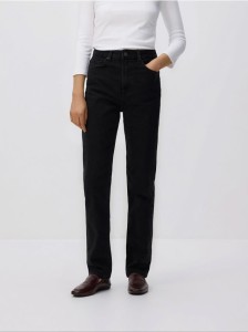 Jeansy mom fit slim z dłuższą nogawką - czarny