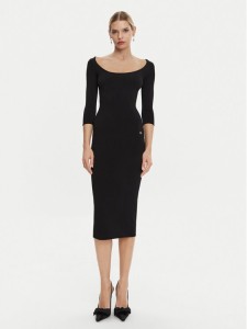 Dolce&Gabbana Sukienka dzianinowa FXS20T JFMEV N0000 Czarny Regular Fit