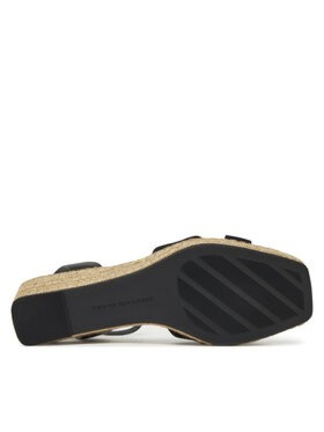 Tommy Hilfiger Espadryle Leather & Suede Mid Wedge Espad FW0FW08804 Czarny