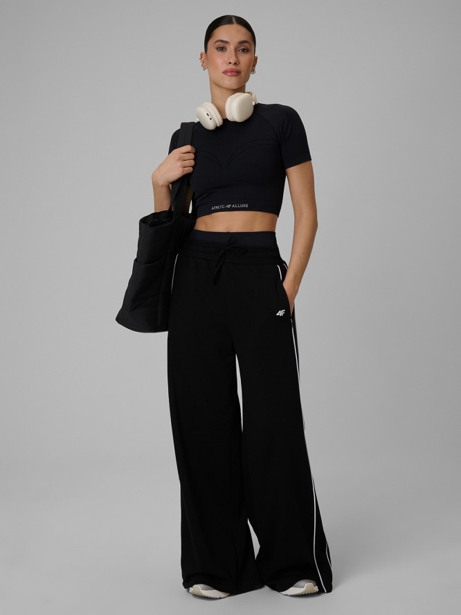 4F Crop top treningowy bezszwowy damski - czarny M/L
