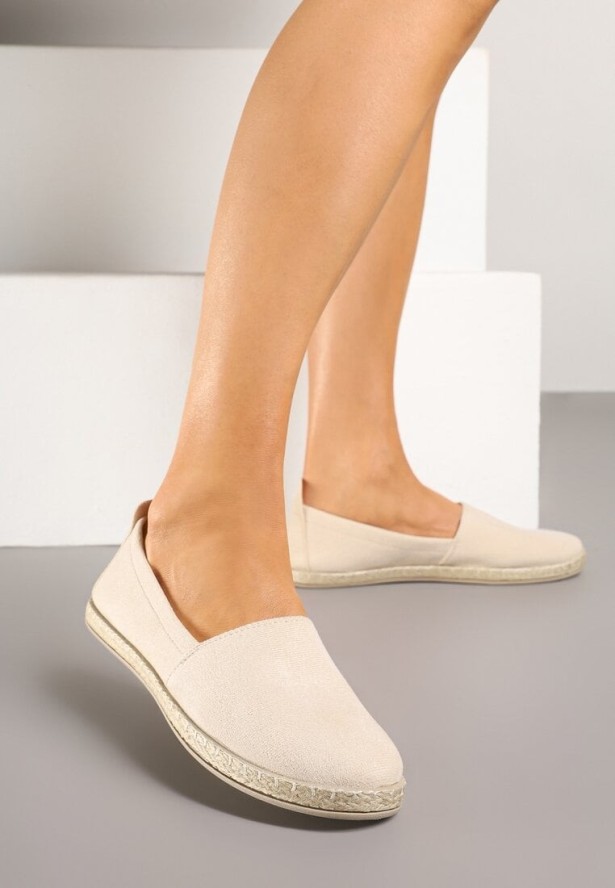 Beżowe Espadryle na Płaskiej Plecionej Podeszwie Juliatta