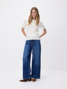 Strukturalny sweter z wiskozą - złamana biel