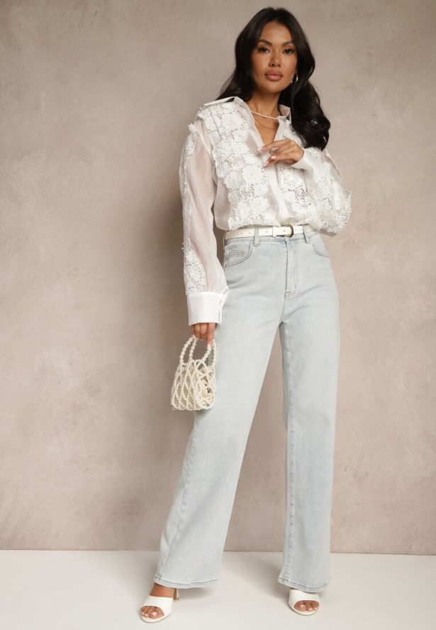 Biała Koszula Ozdobiona Koronką Lisanilira