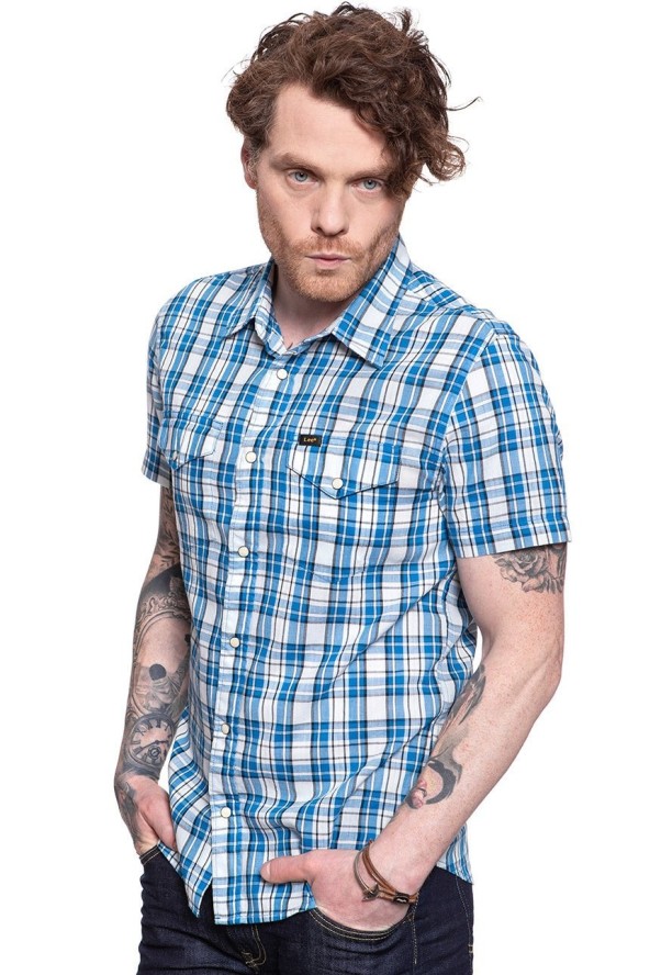 LEE LEE WESTERN SS SHIRT DIPPED BLUE L641CZLA 112115307