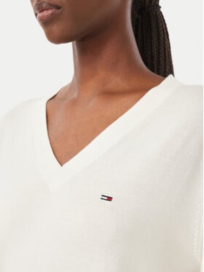 Tommy Jeans Sweter Essential DW0DW23362 Biały Regular Fit