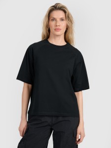 4F T-shirt oversize gładki damski - czarny XL