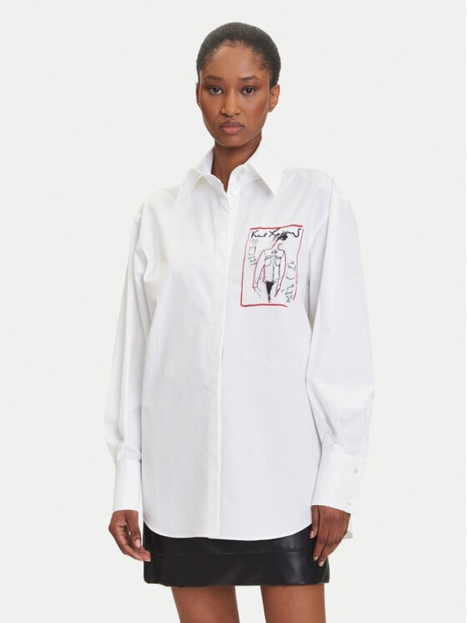 KARL LAGERFELD Koszula A3W11040 Biały Relaxed Fit
