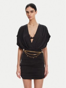 Elisabetta Franchi Sukienka koktajlowa AB-765-51E2 Czarny Regular Fit