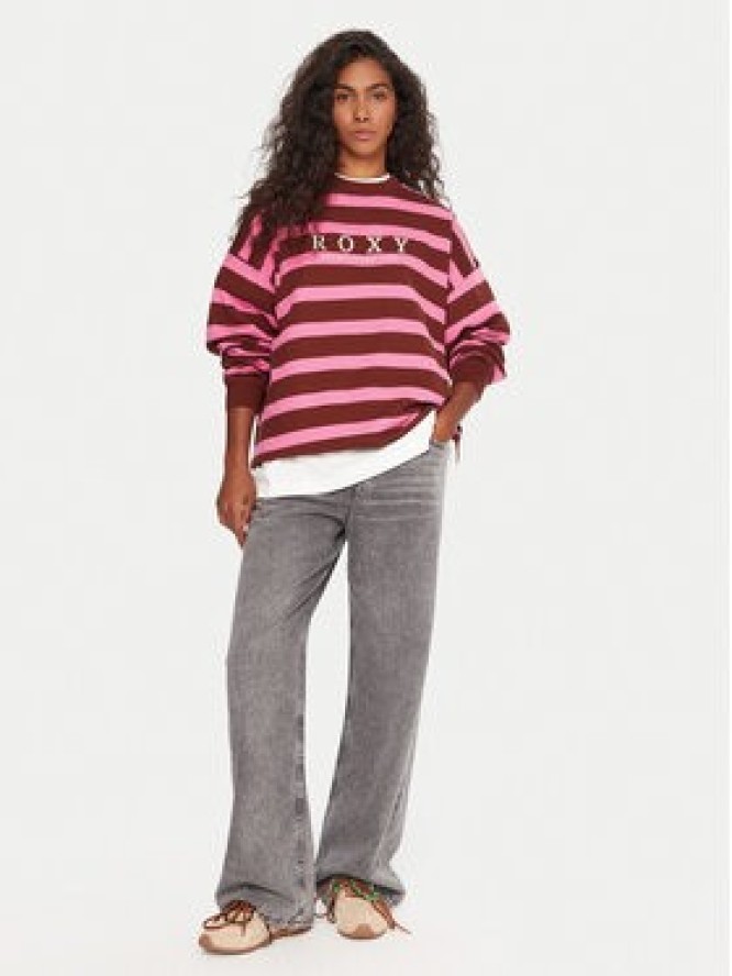 Roxy Bluza Strictly Stripes ERJFT05004 Różowy Oversize