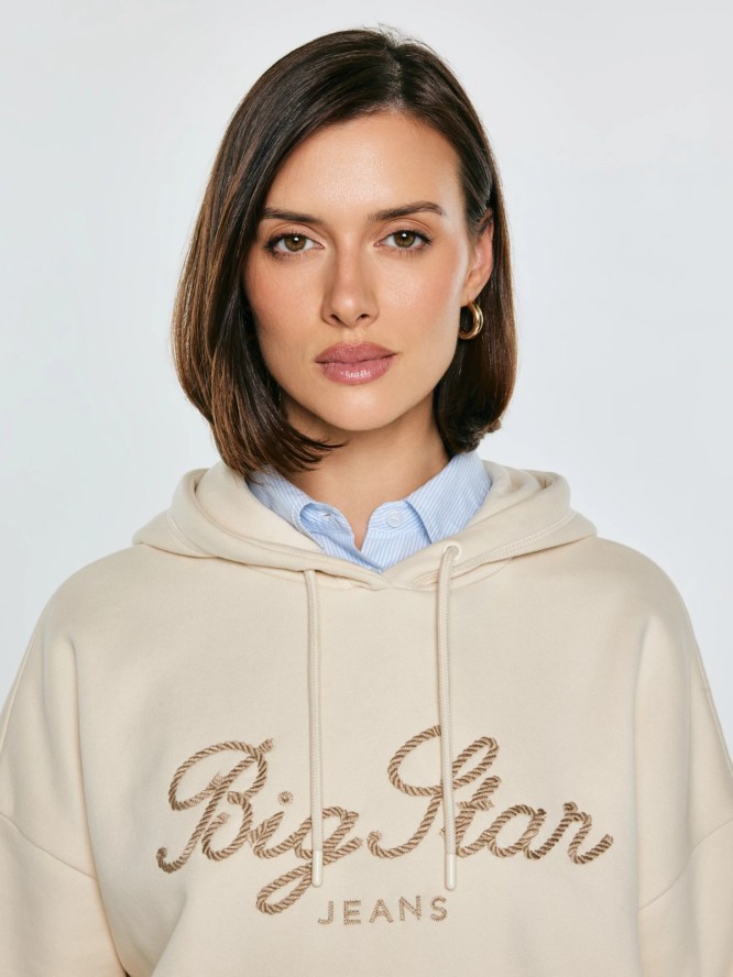 Bluza damska z kapturem kremowa Raisa 103