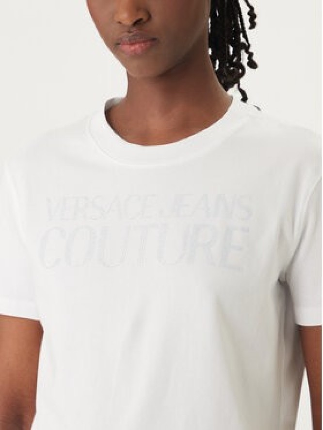 Versace Jeans T-Shirt 80HAHT09 Biały Regular Fit