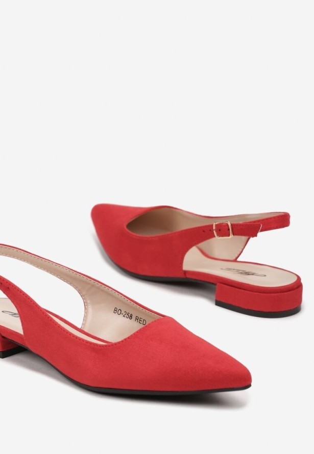 Czerwone Sandały z Ekozamszu ze Szpiczastym Noskiem Terevelis