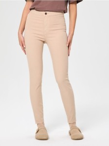 Jeansy skinny - kremowy