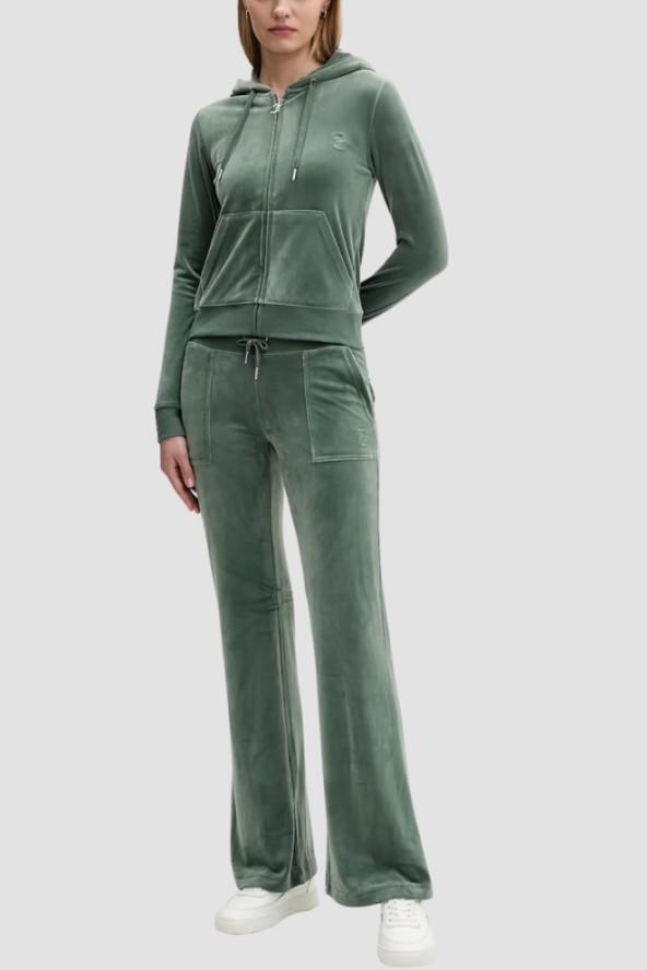 JUICY COUTURE Zielone damskie spodnie dresowe Layla Low Rise Pocket, Rozmiar XS